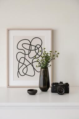 Black Ceramic Vase with Gold Accents – Rustic Modern Pottery Decor